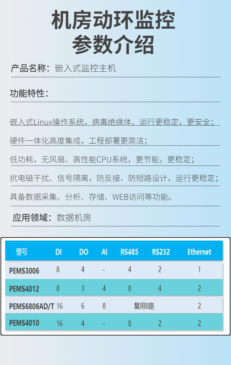 Unmanned computer room power environment monitoring system and Jia alarm host UPS precision air conditioning monitoring