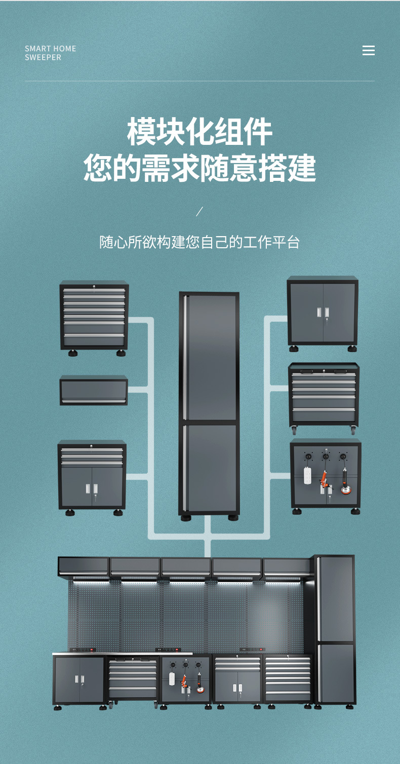 Automotive repair tool car parts cabinet combination workbench cabinet heavy maintenance operation console stainless steel workshop tool cabinet