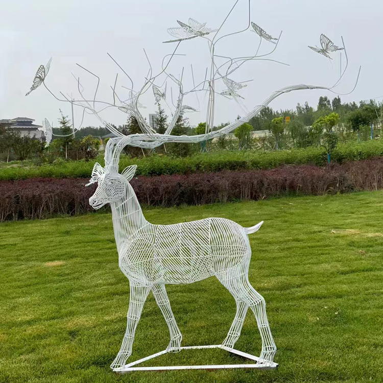 Garden Landscape Sculpture, Outdoor Horticulture, Iron Art Decoration, Deer Craftsmanship, Voyage Sculpture