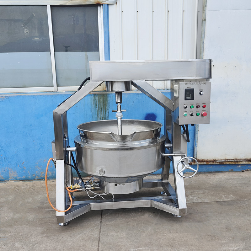 Stainless steel Chili sauce and paste boiling machine Commercial Broth of white fungus mixing sandwich pot Meat mince stuffing planetary frying pan