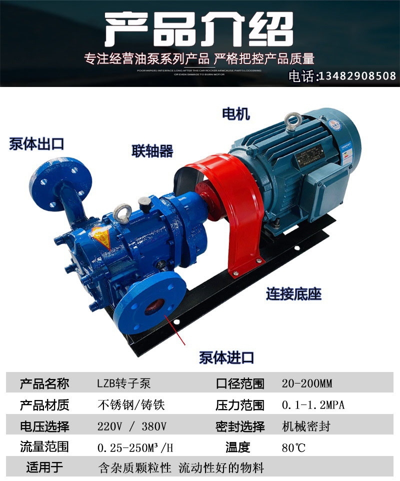 Production of LZB65 spiral rotor pump, sewage sludge conveying pump, adhesive slurry pump, piston pump