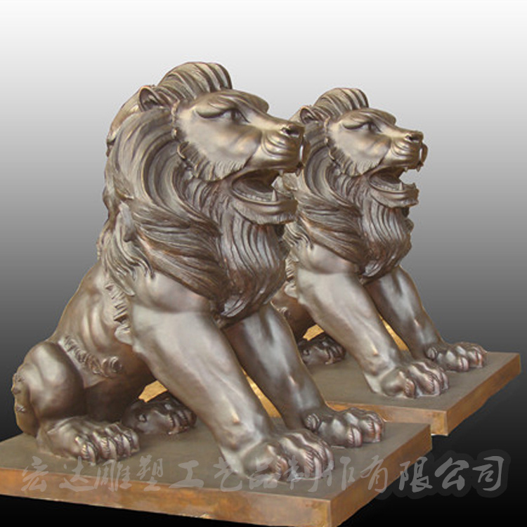 Large 2-meter copper lion villa entrance, palace lion decorations, bronze lion heads can be customized according to needs