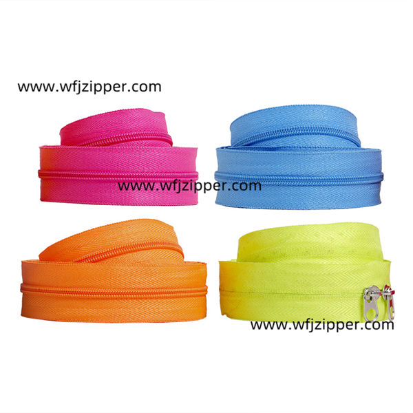 Manufacturer 3 # 5 nylon zipper with different color stitching, open-end zipper, home textile clothing, contrasting color zipper wholesale