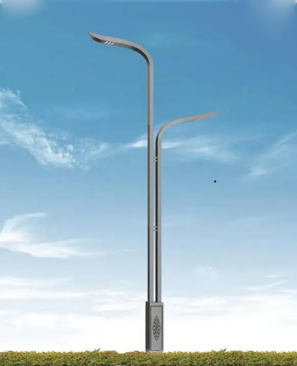 8 meter conch arm double arm LED solar street light customized for residential roads