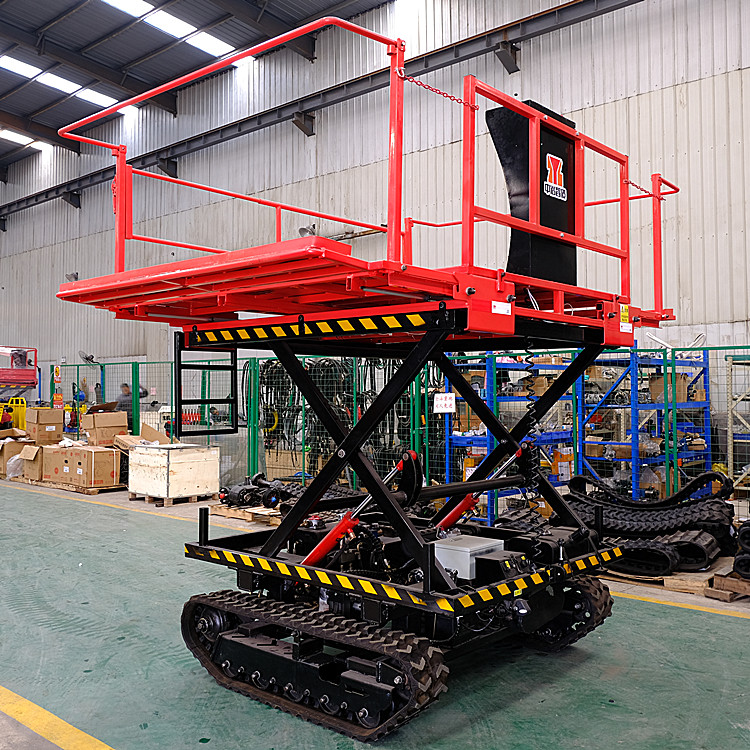 Elevators for high-altitude operations in gardens, greenhouses, orchards, pruning and picking, tracked electric hydraulic lifting platforms