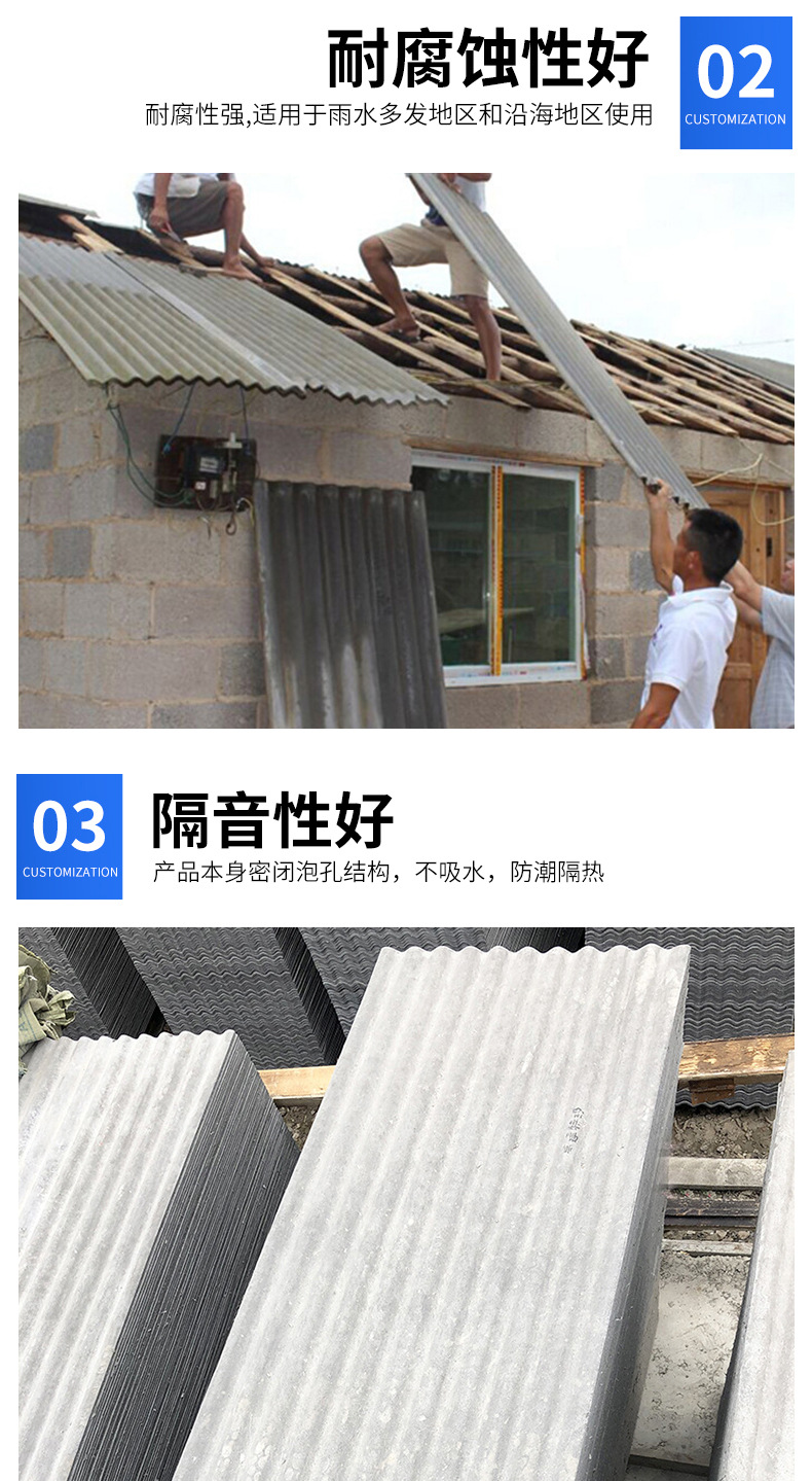 Wholesale mechanism of manufacturers: cement tile, asbestos tile, insulation, medium wave wavelet shading, thickened roof