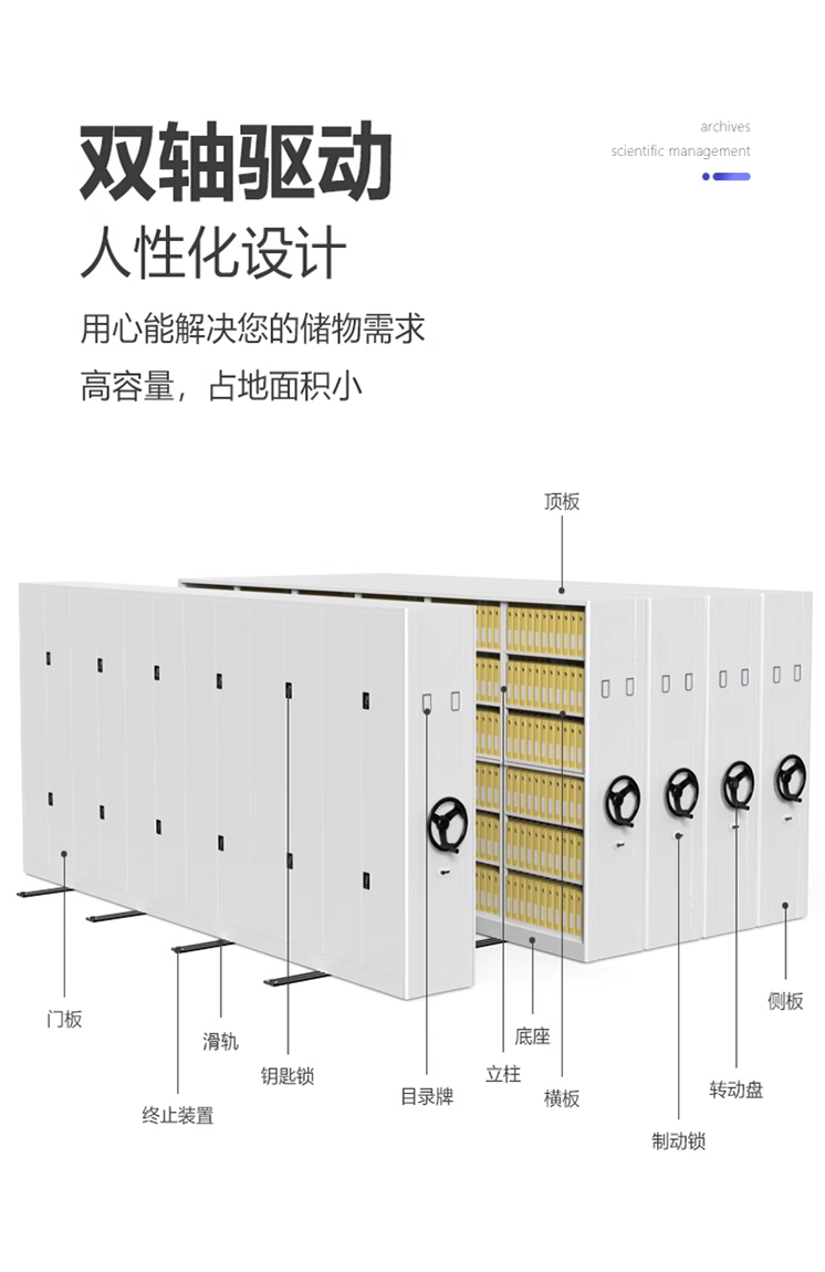 Mobile intelligent dense cabinet, processed according to the drawings, steel dense rack in the medical record room