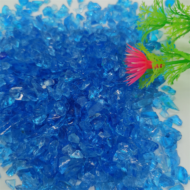 Supply of colored glass sand micro landscape decoration with crystal glass blocks for fish tank landscaping