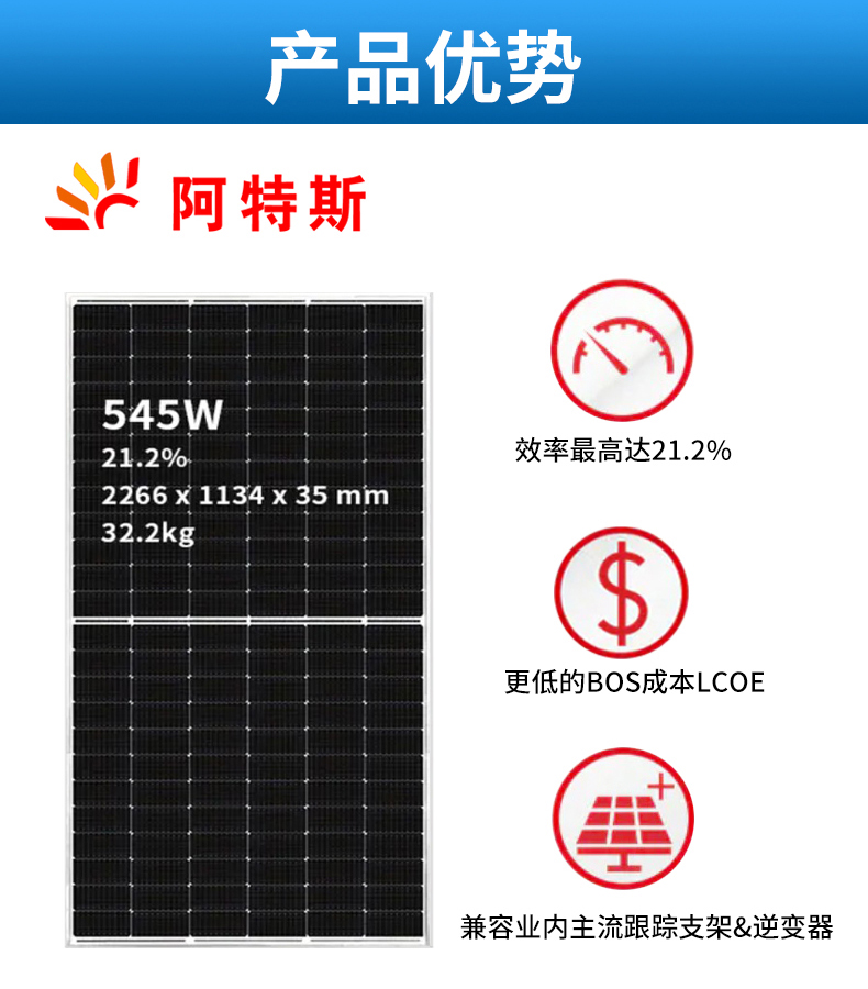 Efficient solar panel 545W single crystal solar panel Photovoltaic panel grid connected multi grid module factory direct supply