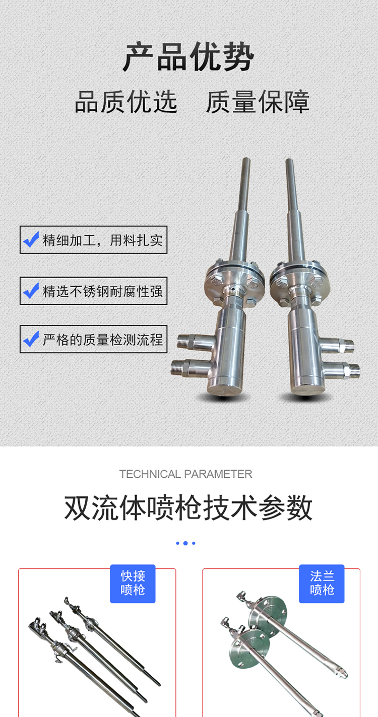 FM25-5m ³/ H Quenching spray gun High pressure desulfurization dual fluid atomization ammonia denitrification spray gun head Ruize spray