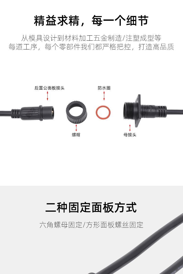 AHUA Aohua M23 flange panel aviation plug high-power male and female connecting wire 3-core IP65 waterproof joint