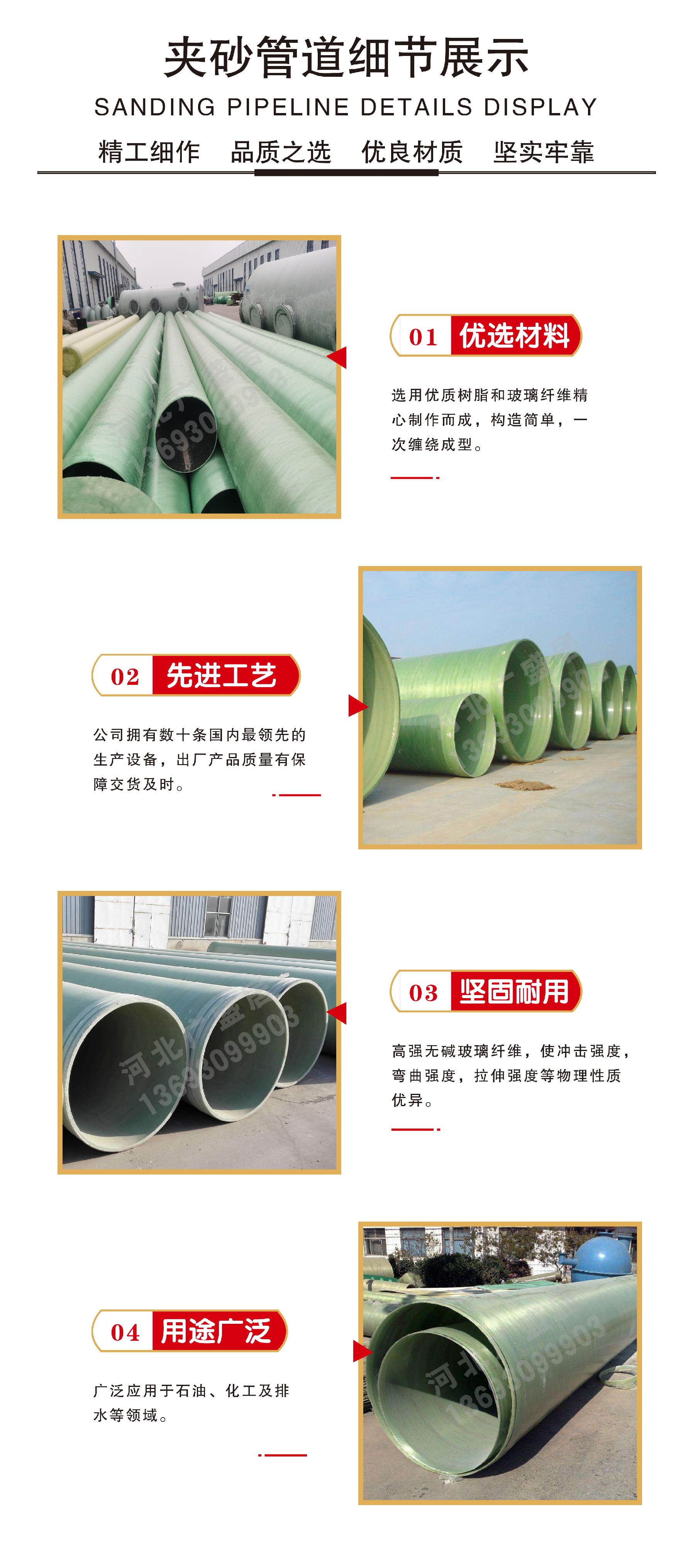 Guangshengju fiberglass reinforced plastic pipeline large-diameter process municipal sewage sand pipe, fiber winding ventilation pipe, cable pipe