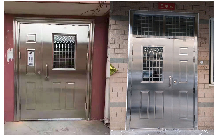 Steel fire and anti-theft door system unit, corrosion resistant door installation for building doors