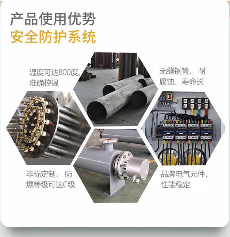 Marine auxiliary steam molten salt sewage and waste gas treatment pipeline heater, compressed air water circulation heater