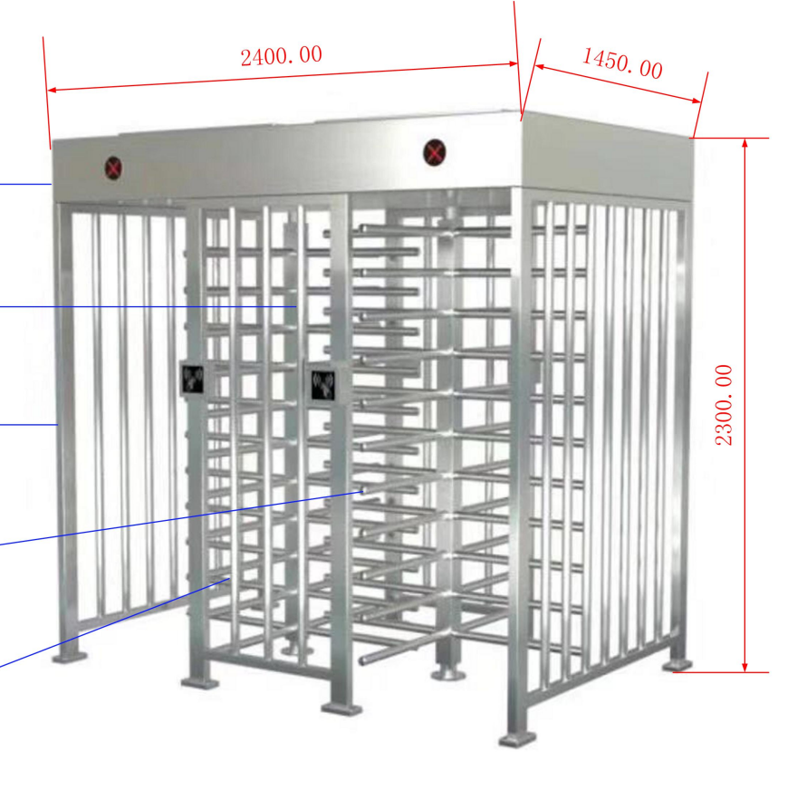 Full height anti tailgate access control station unidirectional revolving door fitness venue face recognition gate machine