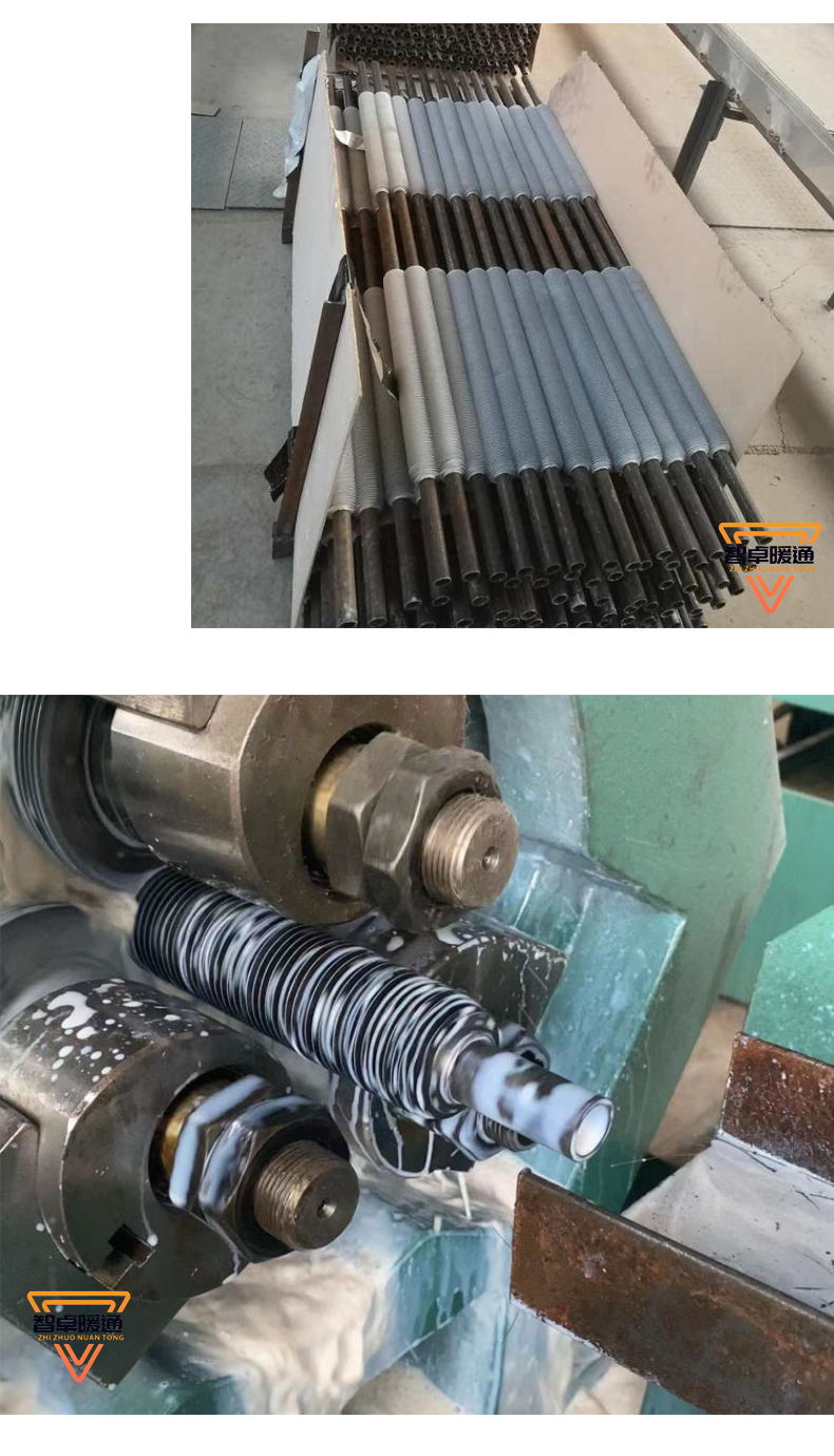 Heat transfer equipment made of steel and aluminum materials for drying of extruded finned heat dissipation tubes with rolled steel and aluminum fins