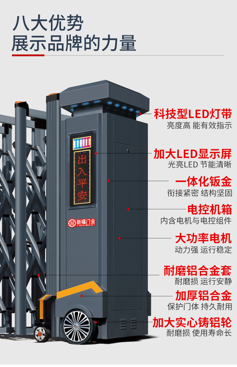 Free measurement of trackless stainless steel aluminum alloy school community sliding doors for Yijin electric telescopic doors