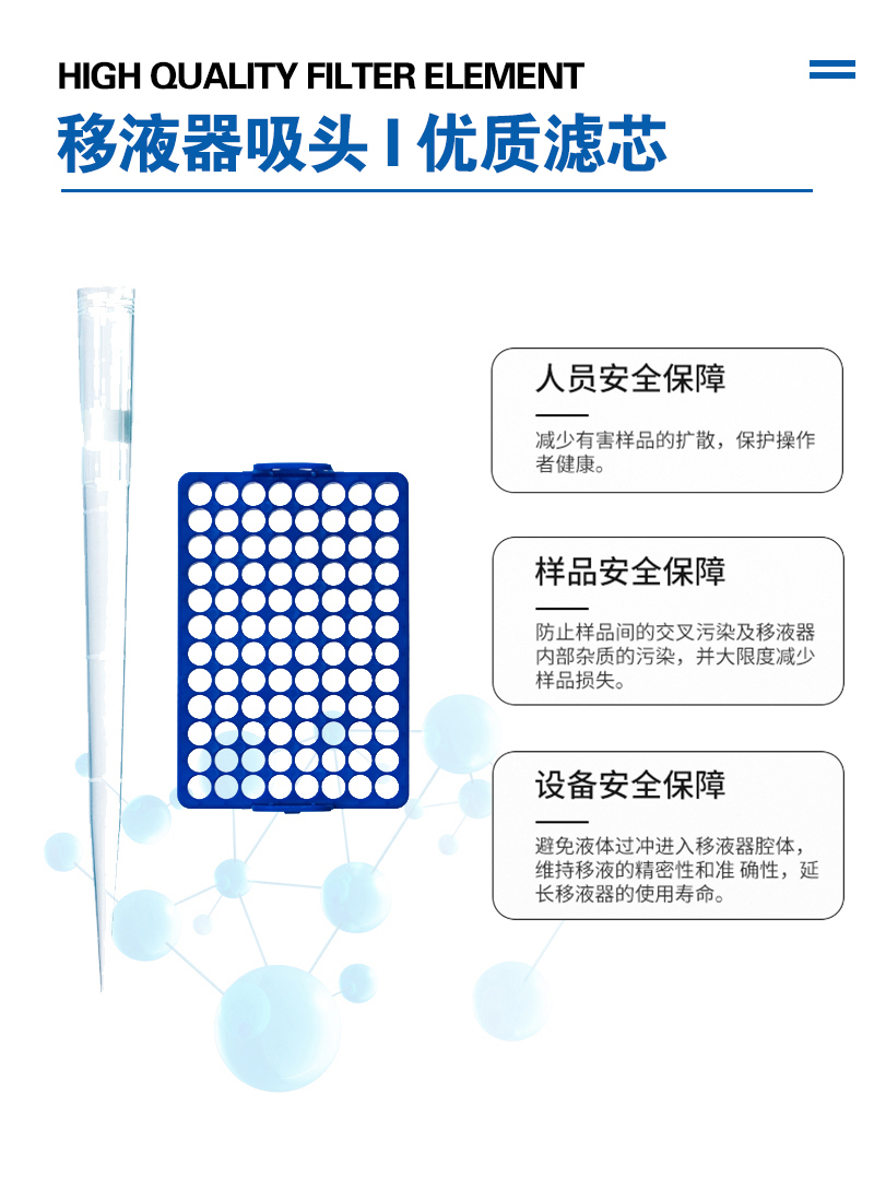 1000ul filter cartridge suction head, sterilized, enzyme free, heat free gun head, suitable for mainstream Pipette