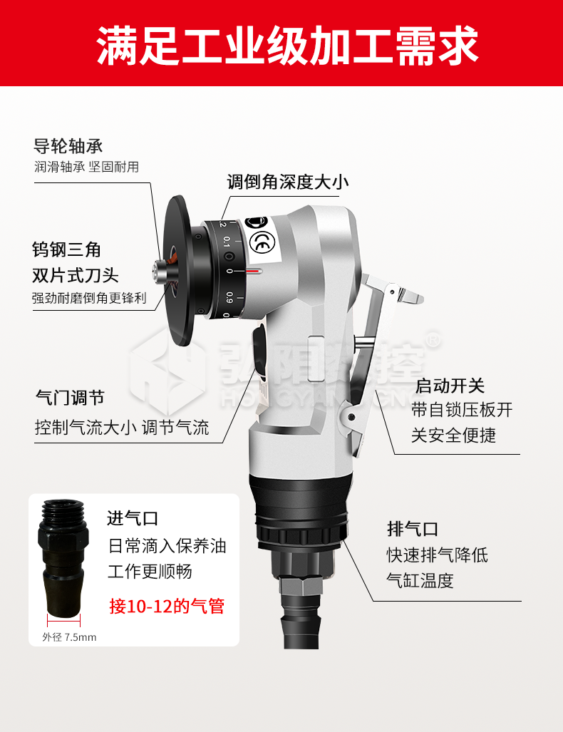 Mini handheld pneumatic edge trimming and chamfering machine Metal edge grinder Woodworking burr trimming machine 45 degrees C angle R angle