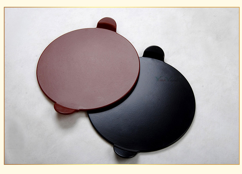 Cordierite pizza baking stone kaolin temperature resistant plate oven oven baking pan round pizza slate with handle