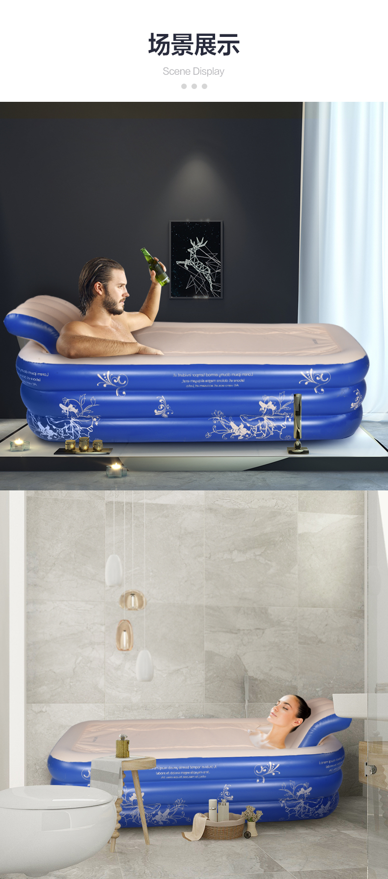 Bathtub for adults, large folding bathtub, sitting bathtub, children's household, full body, two person couple, inflatable bathtub