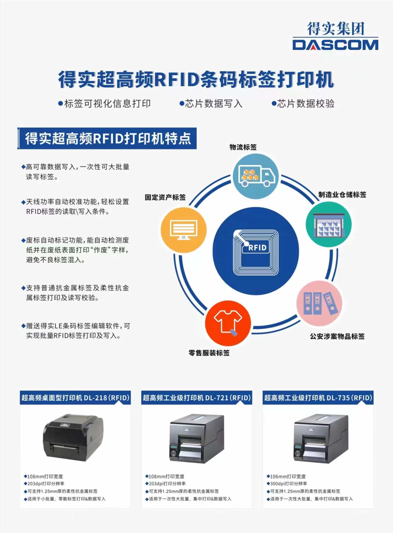 Wholesale RFID electronic label barcode printer DL-218R desktop Super high frequency chip remote reading and writing