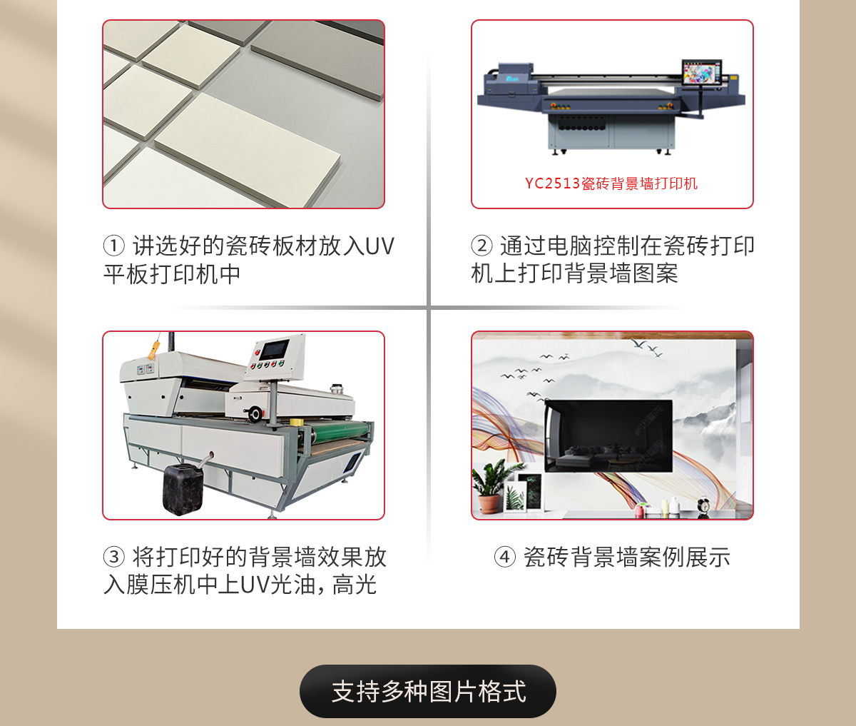 Entai ceramic tile background wall printer, glass printer, marble board UV flat printer manufacturer