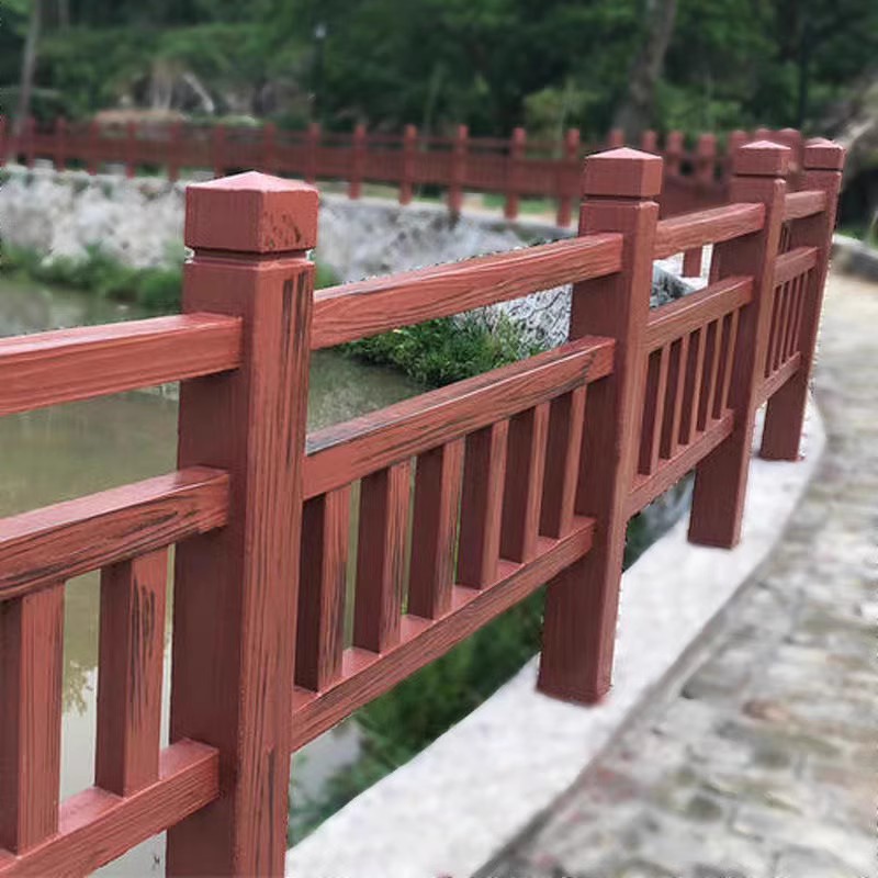 Cement imitation wood guardrail, Jiahang wood grain landscape imitation rattan fence, outdoor pond, river channel, bridge railing