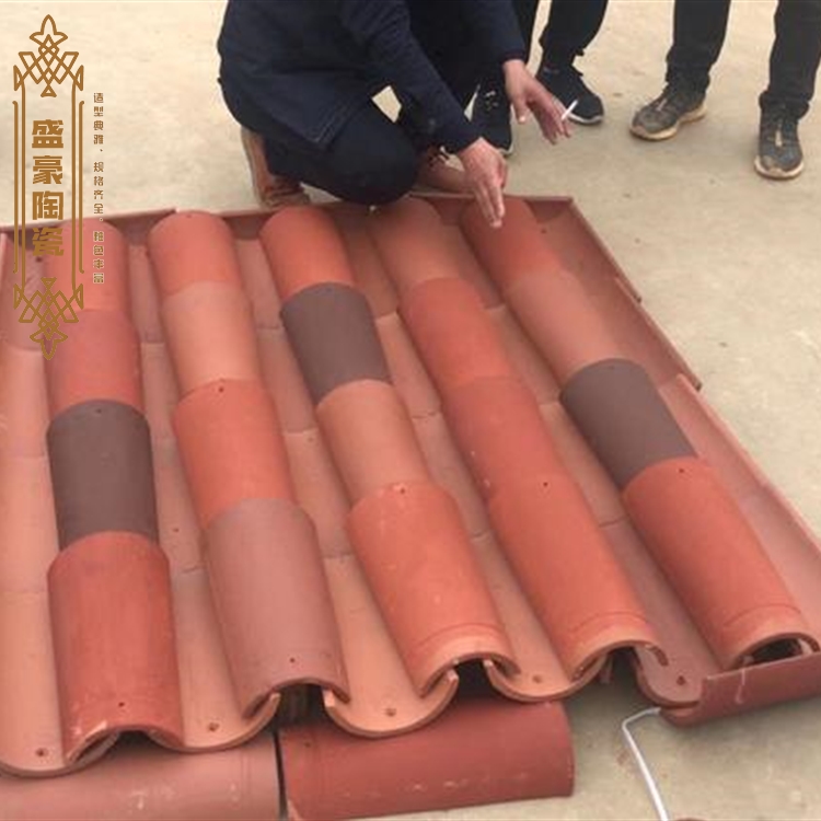 Spanish clay tile Chinese style long tube tile colored villa roof tile manufacturer Shenghao Ceramics