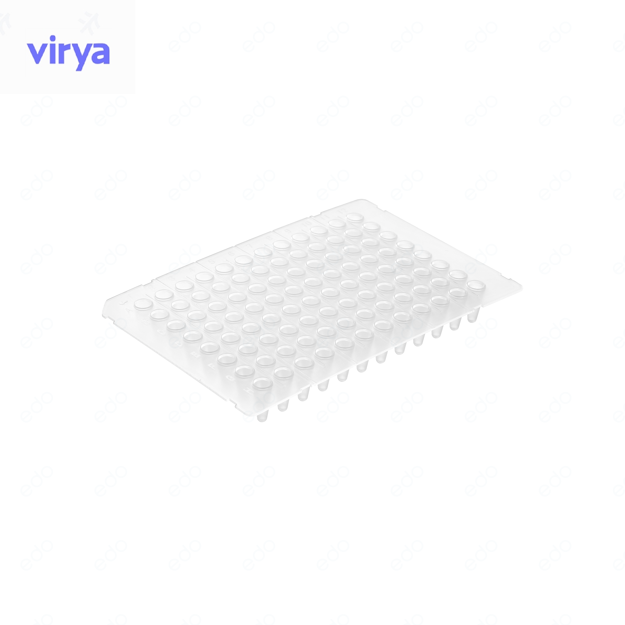 Virya 0.1ml 96 well PCR board without skirt, transparent, 10 pieces/pack, 5 bags/box 3320101