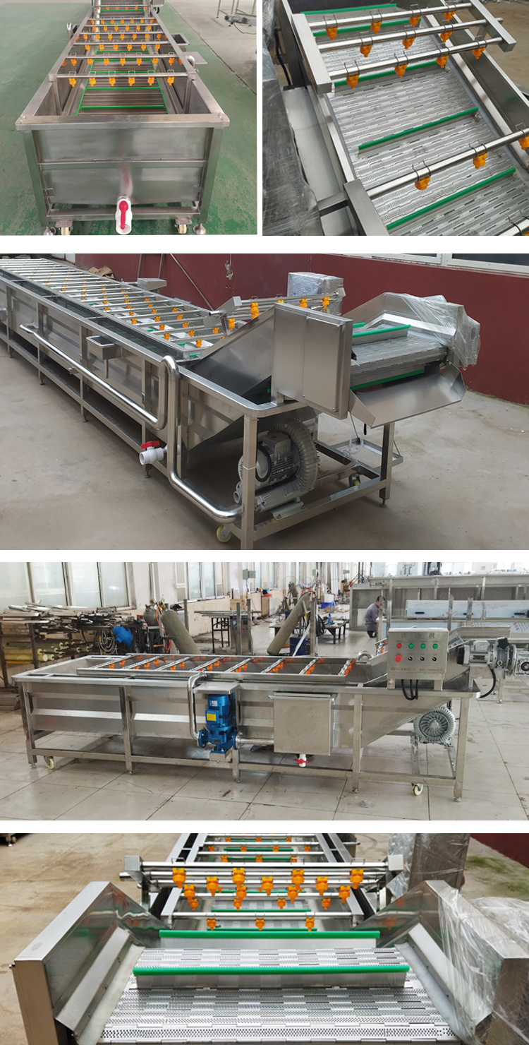 Food grade corn, melon and fruit cleaning equipment Dongdu water bath fully automatic bubble cleaning assembly line vegetable washing machine