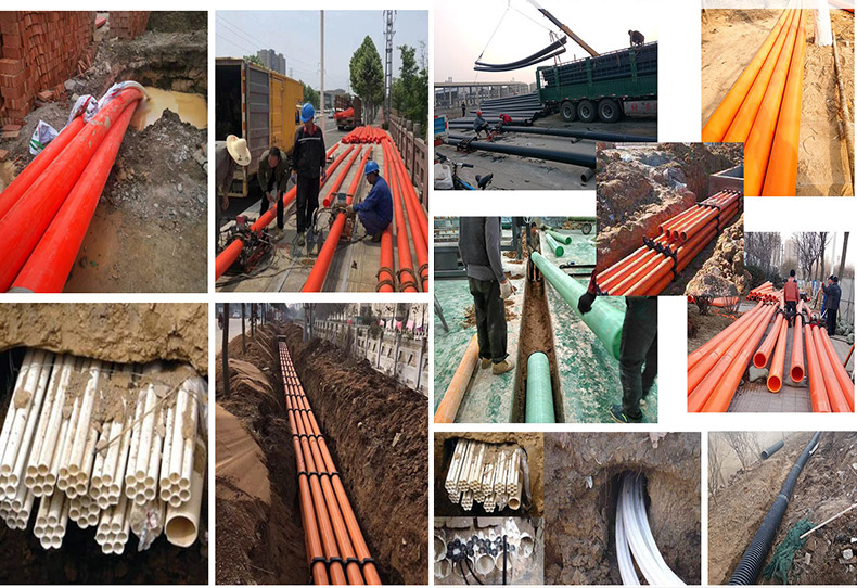 HDPE solid wall power cable protection pipe, non excavation power pipe, traction pipe, MPP buried conduit