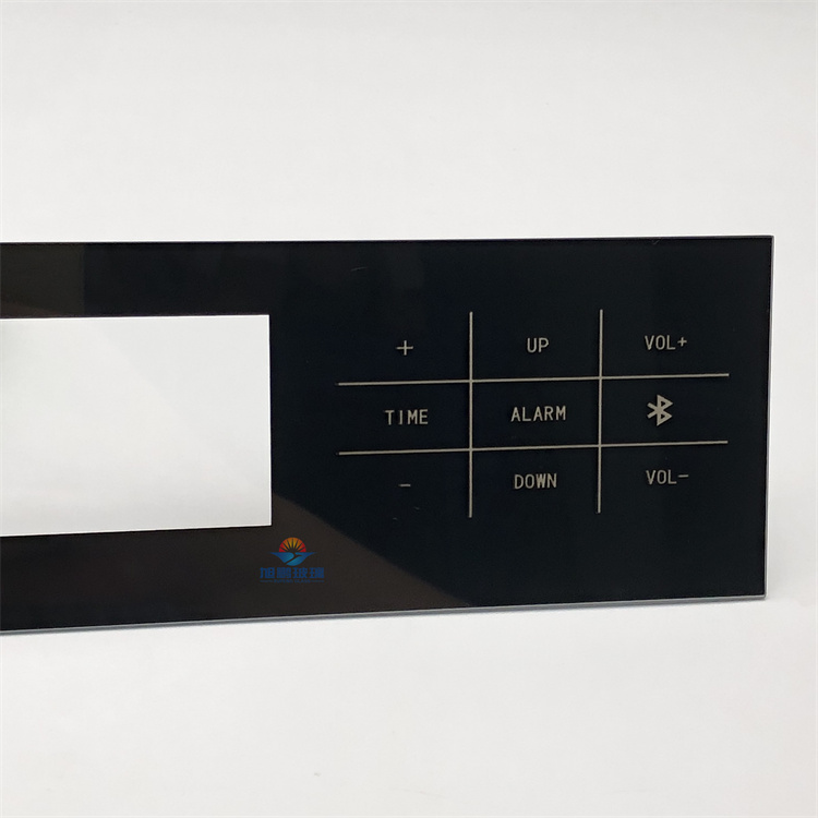 Tempered glass panel with printable logo, display screen switch, touch panel, silk screen glass