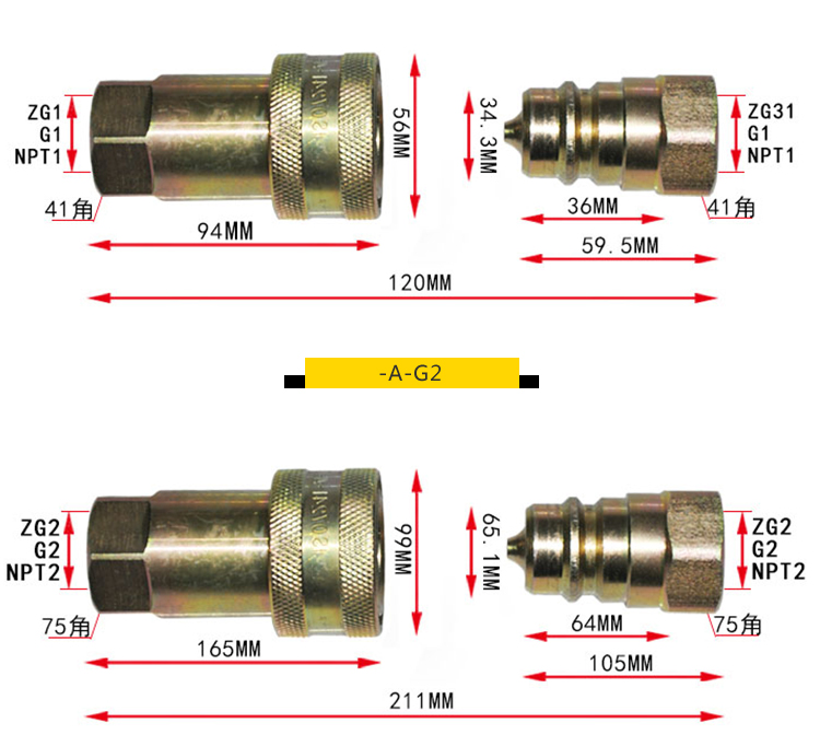 ISO7241-A series anti slip S1 open close hydraulic quick connector ISOA tractor quick plug