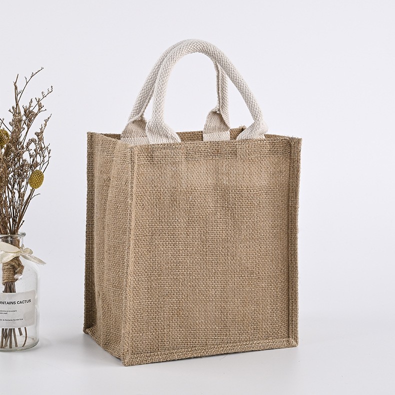 Kaisen Hemp Bag Customization Handheld Laminated Jute Shopping Bag Wholesale Customization Printing