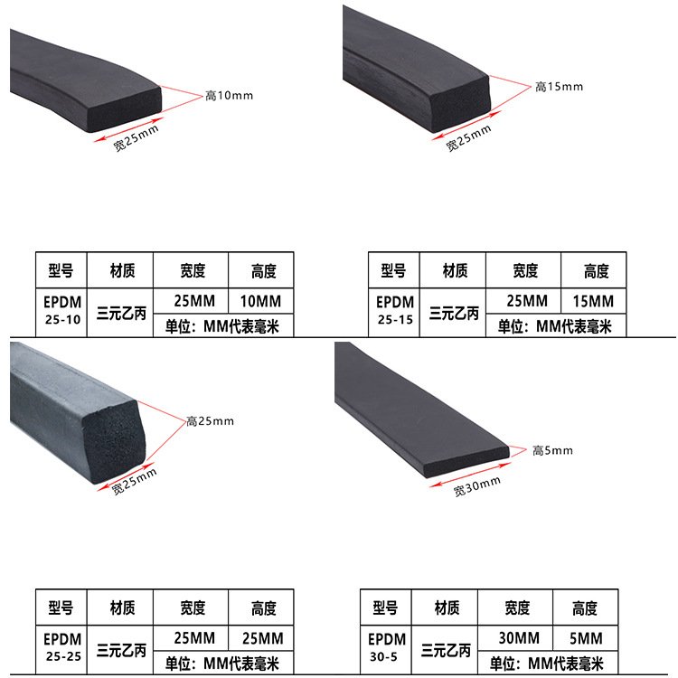 EPDM foam flat sealing strip, self-adhesive foam strip, sponge strip, ship waterproof and anti-collision strip