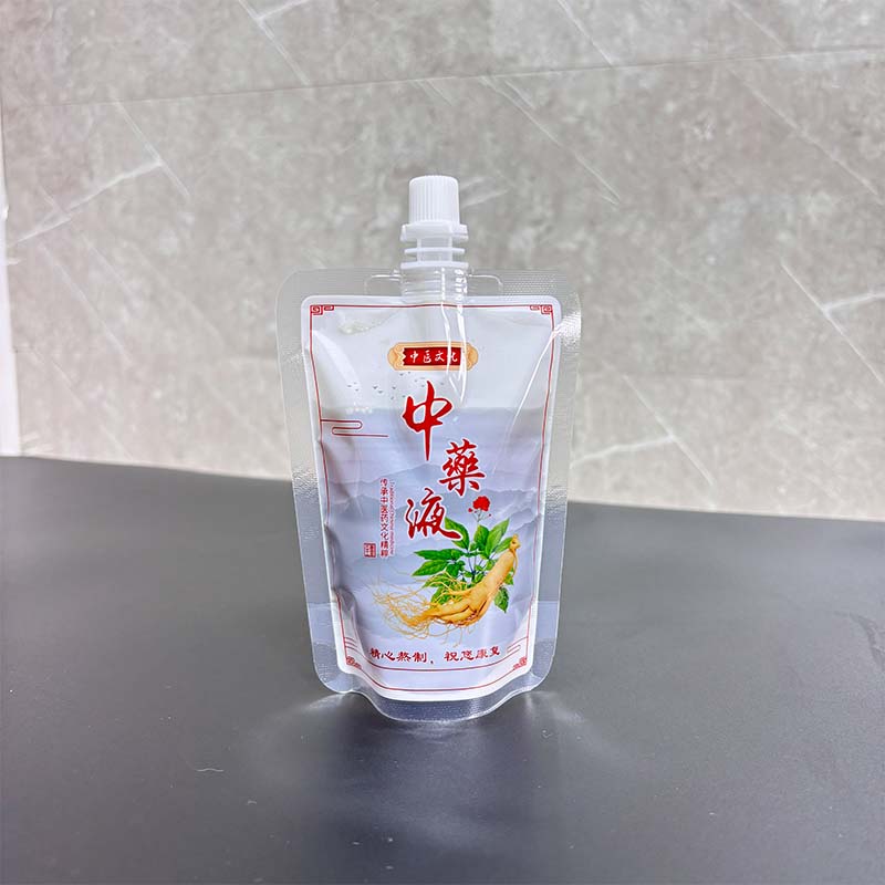 Traditional Chinese medicine liquid packaging bag Liquid traditional Chinese medicine roll film beverage soybean milk suction nozzle self standing bag spot support customization