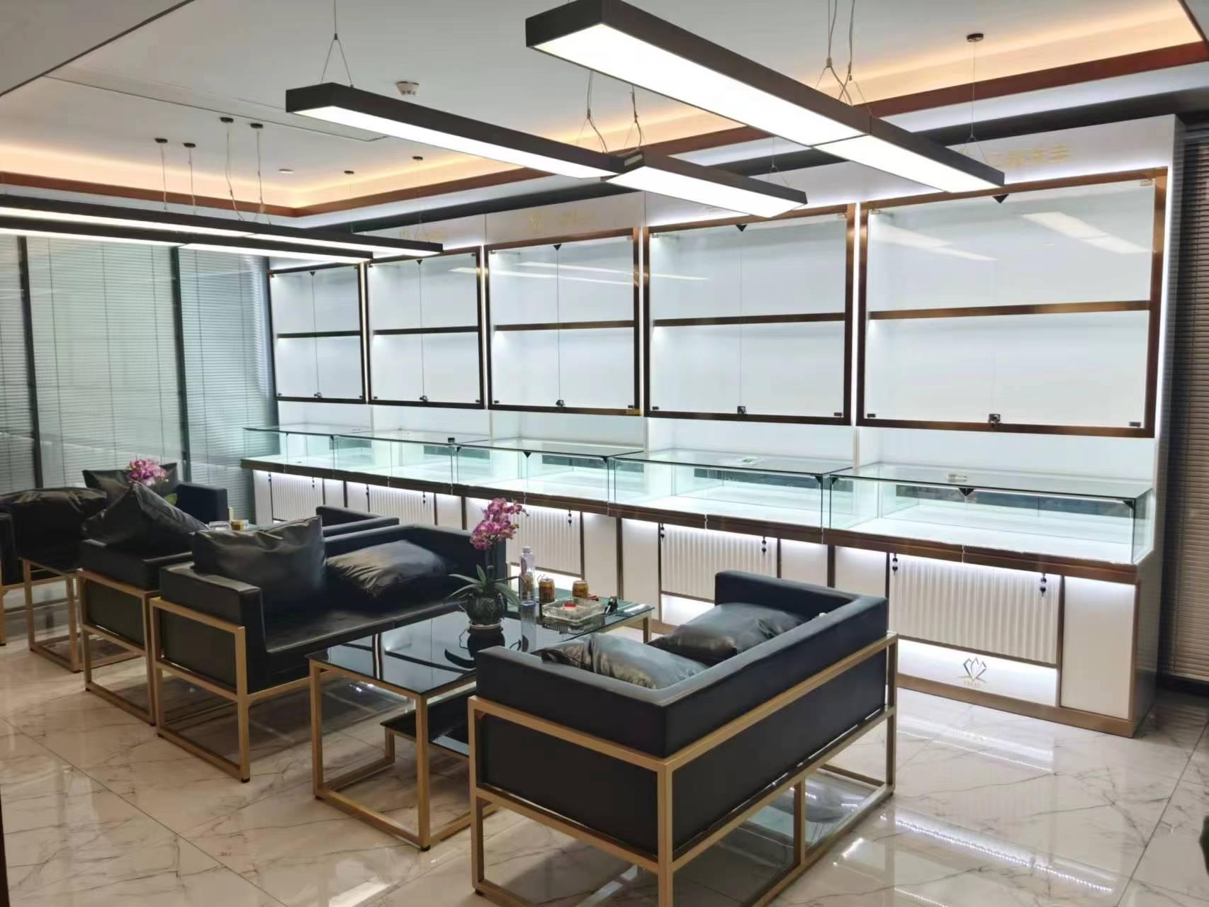 Century Longxiang stainless steel jewelry display cabinet, high-end gold transparent display cabinet, watch glasses counter, corner cabinet