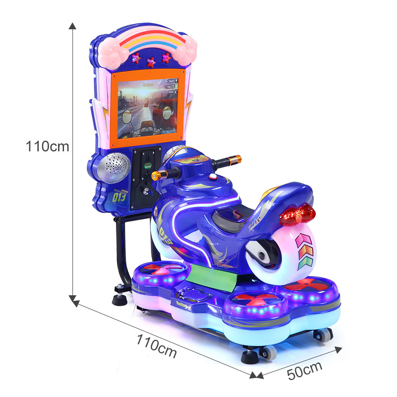 New Children's Coin 3D Video Rocker Car Launched in Supermarket, Fast Motorcycle Racing Car, Children's Swing Machine