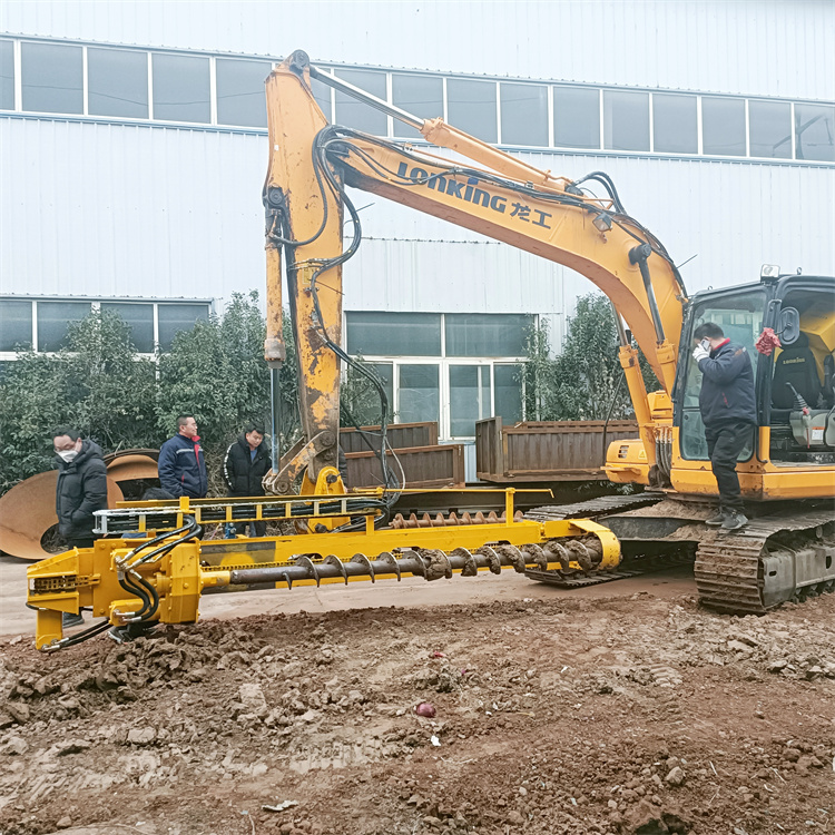 Replacing Crawler Excavator with Impact Drilling Machine for Anchor Hole Guide and Light Volt Ground Foundation Rotary Pile Driver for Excavation and Replacing with Drilling Machine