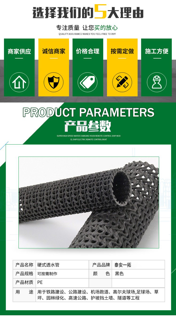 Wrapped hard permeable pipes for underground permeable engineering of semi permeable hard circular pipe landfill sites