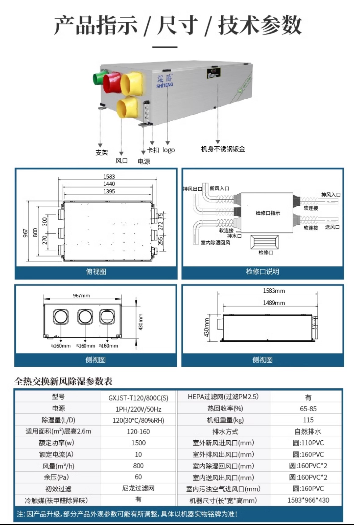 Long service life of fresh air Dehumidifier and advanced technology