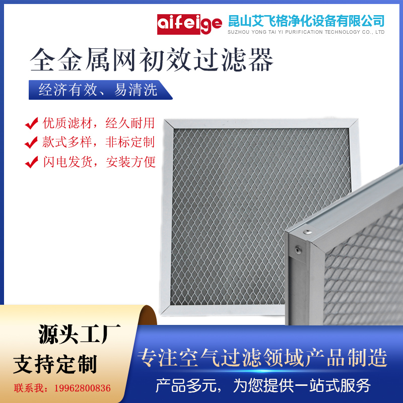 Stainless steel oil fume removal filter plate primary effect metal mesh washable filter Dedicated outdoor air system purification filter screen