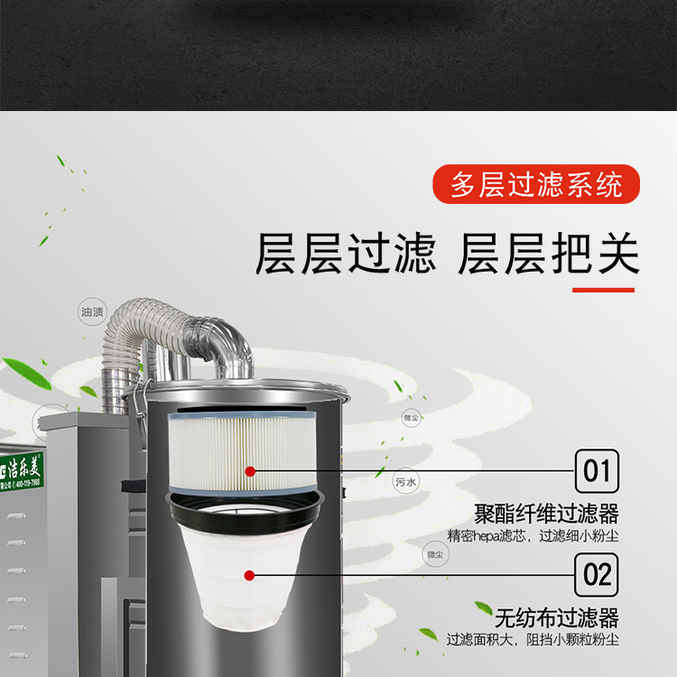 Jie Le Mei GS-2280 pure industrial vacuum cleaner workshop dust iron filings dust collector dry and wet dual use 80L