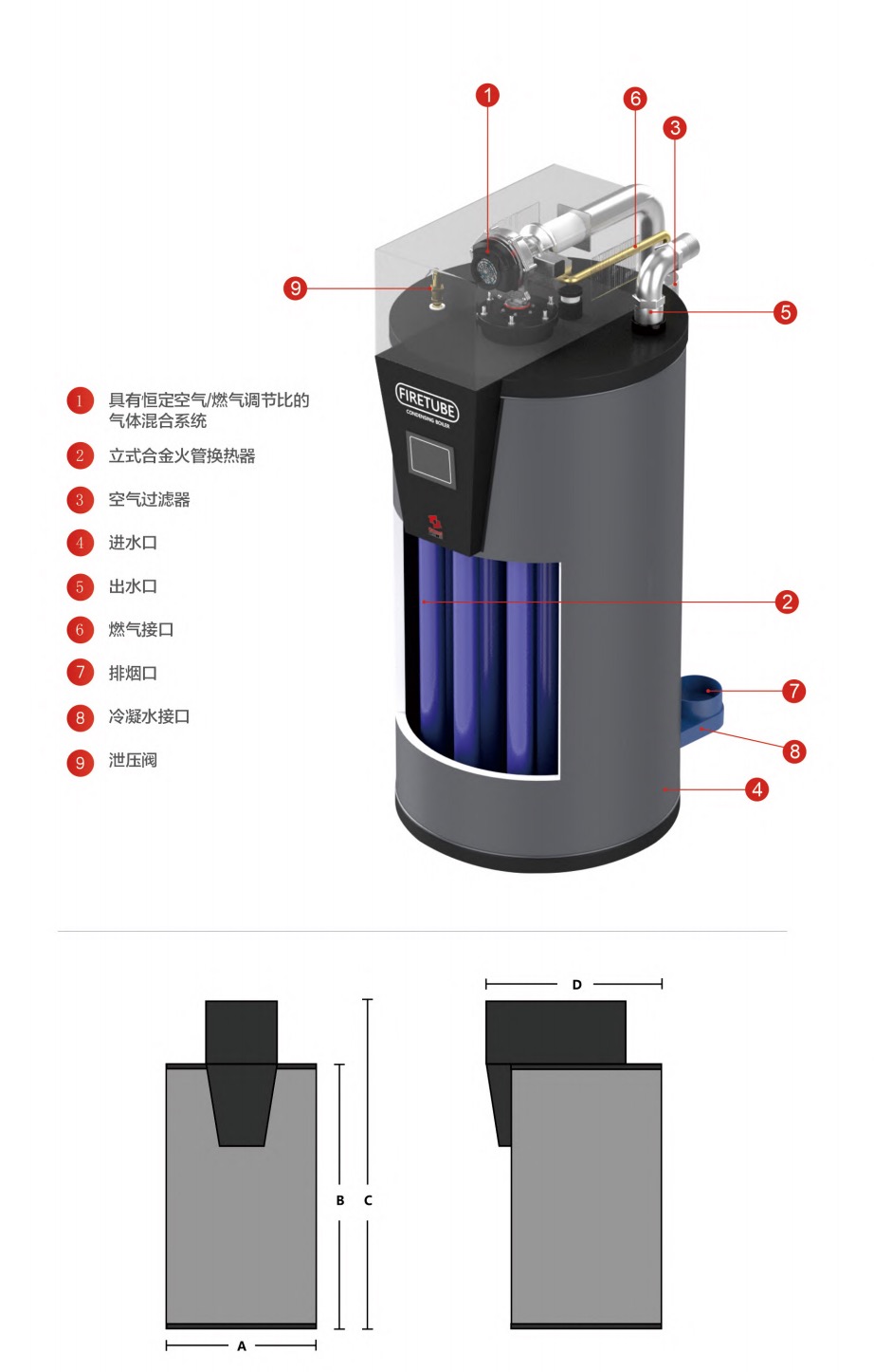 Fully automatic gas hot water boiler for heating and condensation furnace in office buildings of bathhouse hotel community