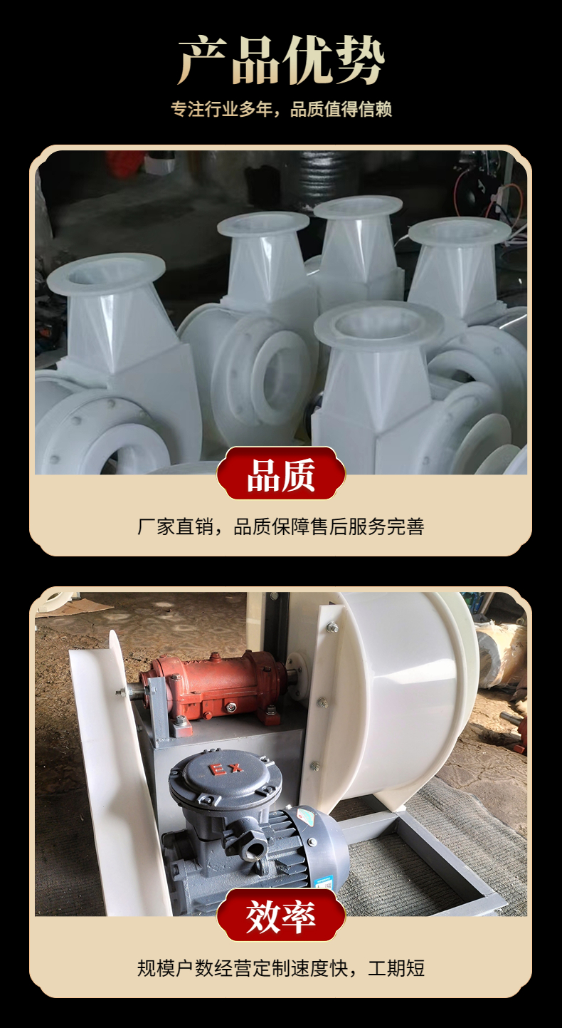 Power ring plastic fan PP material high-pressure centrifugal fiberglass PPH lining anti-corrosion support customization