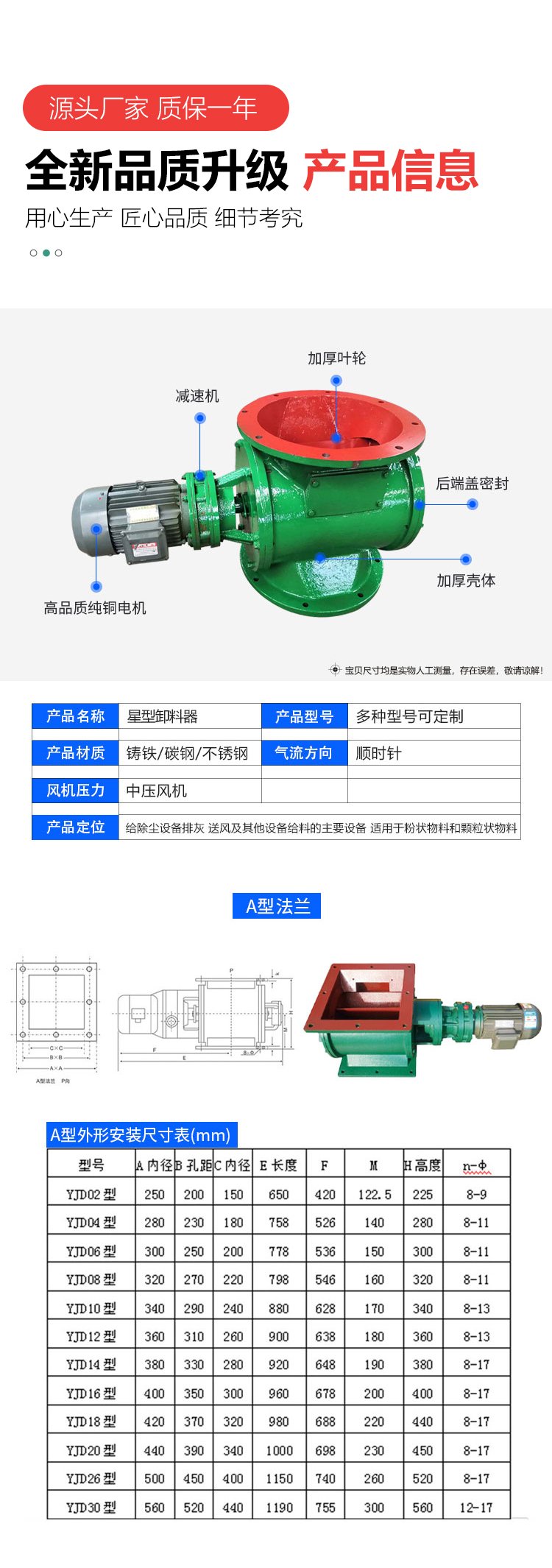 Star shaped discharger rotating discharge device Weijie supports customized and machinable stainless steel cast iron material