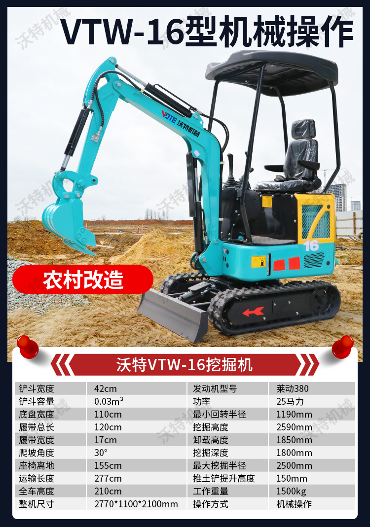 15 micro excavators, 10 telescopic hooks with chassis, 17 small excavators, and a 1.5-ton small excavator for digging around 20000 tons of soil