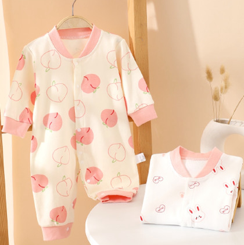 Angel Mouse Baby Bodysuit Spring and Autumn Pure Cotton Baby Clothes with Full Open Button on the Back Newborn Romper Creeper