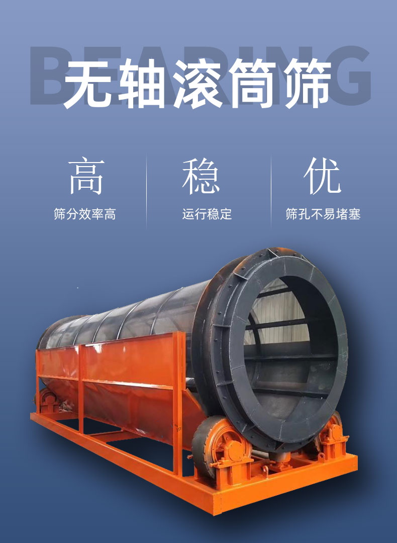 Shaftless drum screen for sand field, stone grading screen, large flow drum sand screening machine